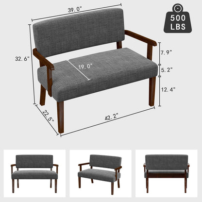 Accent Chair 2 Seat, Arm Chairs with Soft Seat and Armrests for Living Room, Love seat for Dining
