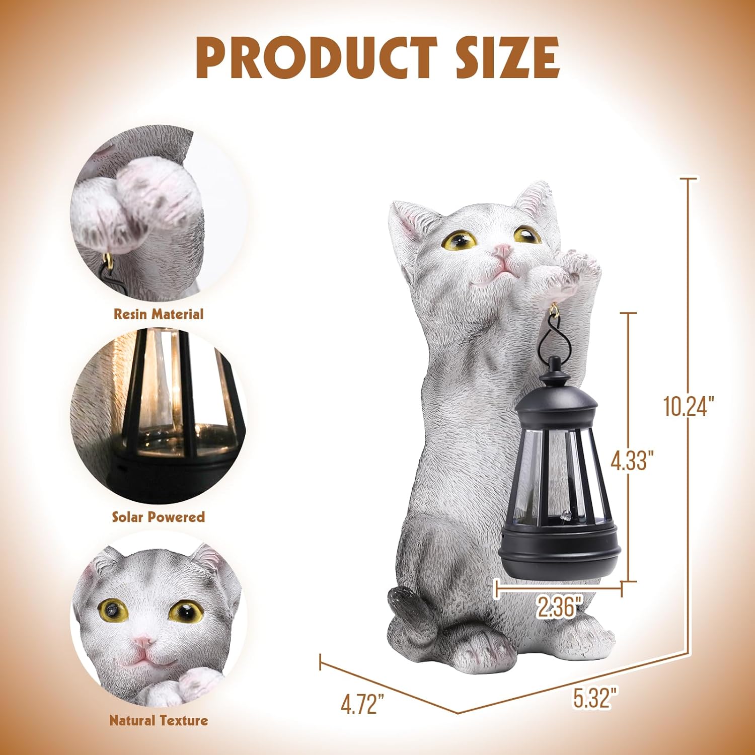 Solar Cat Garden Statue: Outdoor Cat Statues for Garden with Lights for Yard Art Lawn Ornaments