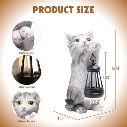 Solar Cat Garden Statue: Outdoor Cat Statues for Garden with Lights for Yard Art Lawn Ornaments