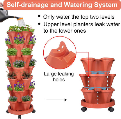 Vertical Planter 7 Tier Stackable Planters Garden Planters Strawberry Herb Flower and Vegetable