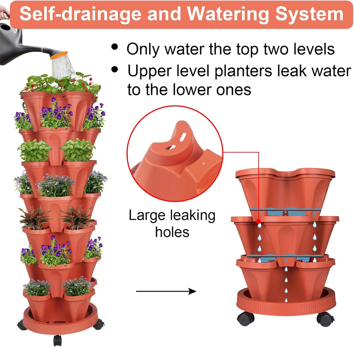 Vertical Planter 7 Tier Stackable Planters Garden Planters Strawberry Herb Flower and Vegetable