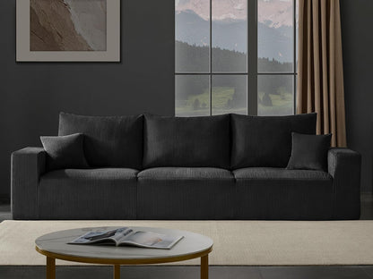 Boneless Cloud Couch Sofa for Living Room, 112" 3 Seater Black Modern Lounge Sleeper Couch, No