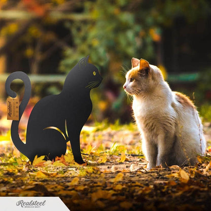 RealSteel I 3 Pack Steel Cat Garden Decor I Outdoor Yard Decorations I Gift for Cat Lovers I Lawn