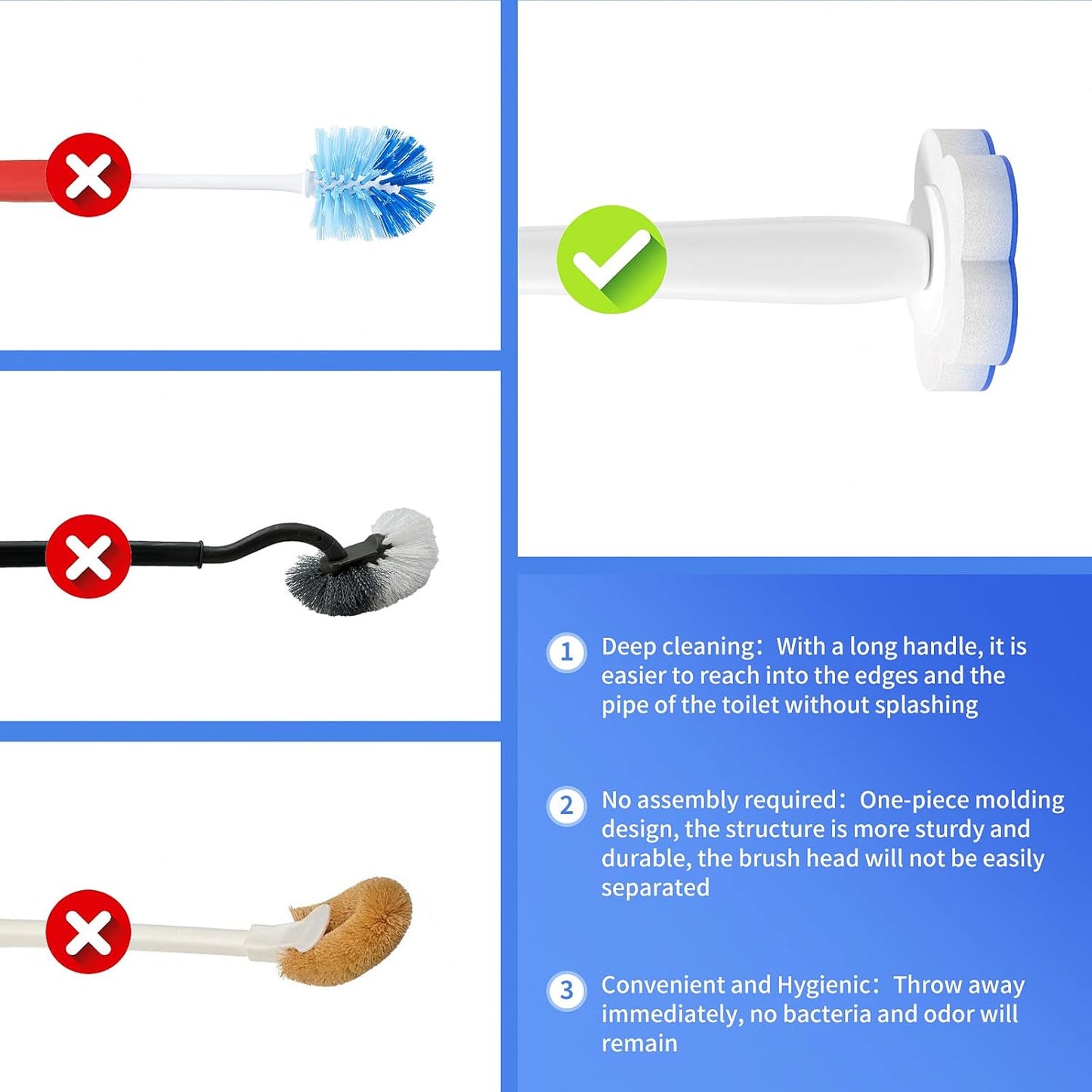 Disposable Toilet Bowl Brush with 40 Toilet Wand Refills, Toilet Bowl Cleaner Wands, Toilet