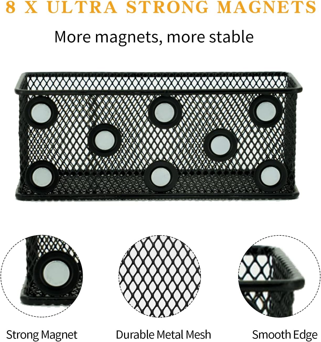 Neudeco Magnetic Locker Organizer and Accessories，Wire Mesh Magnetic Storage Basket ,Magnetic