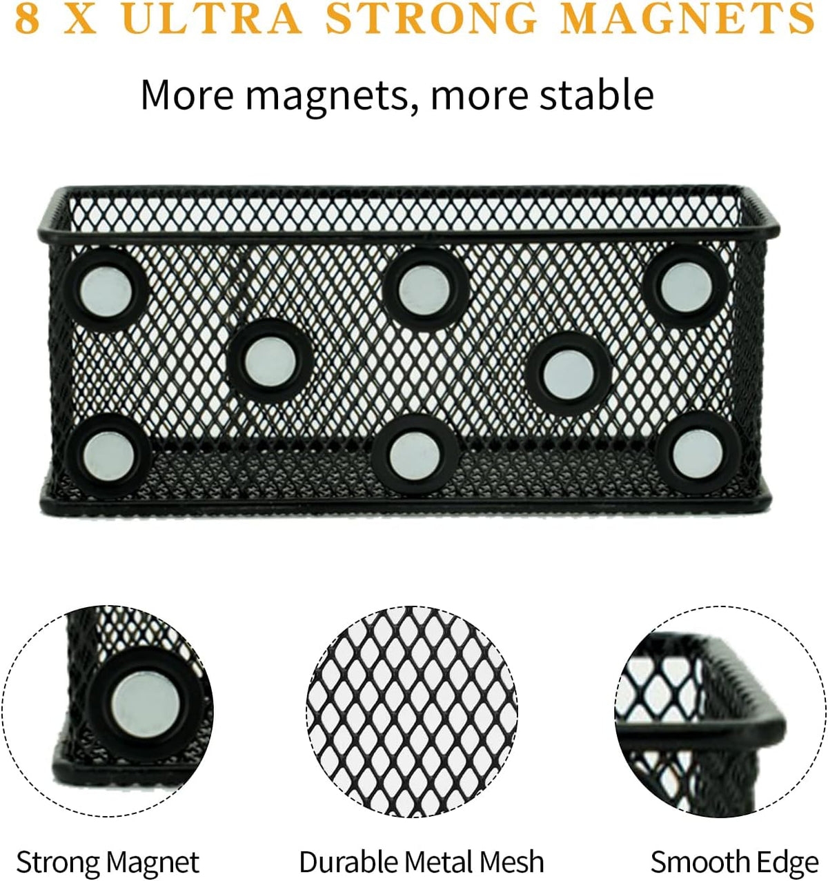 Neudeco Magnetic Locker Organizer and Accessories，Wire Mesh Magnetic Storage Basket ,Magnetic