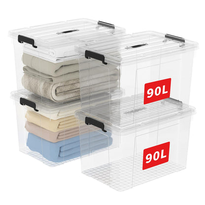 Cetomo Lidded Storage Bin with Handle, Storage Bins with Lid, Organizing Container with Secure
