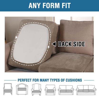 H.VERSAILTEX Velvet Stretch Couch Cushion Cover Plush Cushion Slipcover for Chair Loveseat Sofa