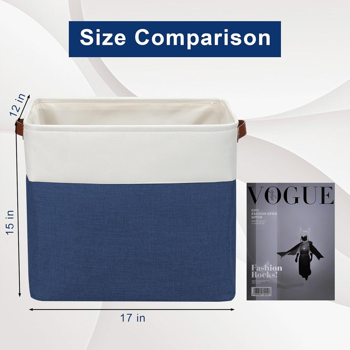 Large Fabric Storage Baskets | 50L Storage Bins, Decorative Linen Closet Baskets with Handles for