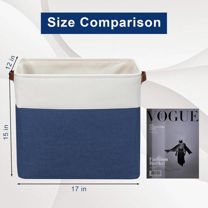 Large Fabric Storage Baskets | 50L Storage Bins, Decorative Linen Closet Baskets with Handles for