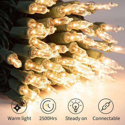 Clear Christmas String Lights 100 Count 25 Feet Incandescent Bulb Mini Lights for Indoor Xmas Tree