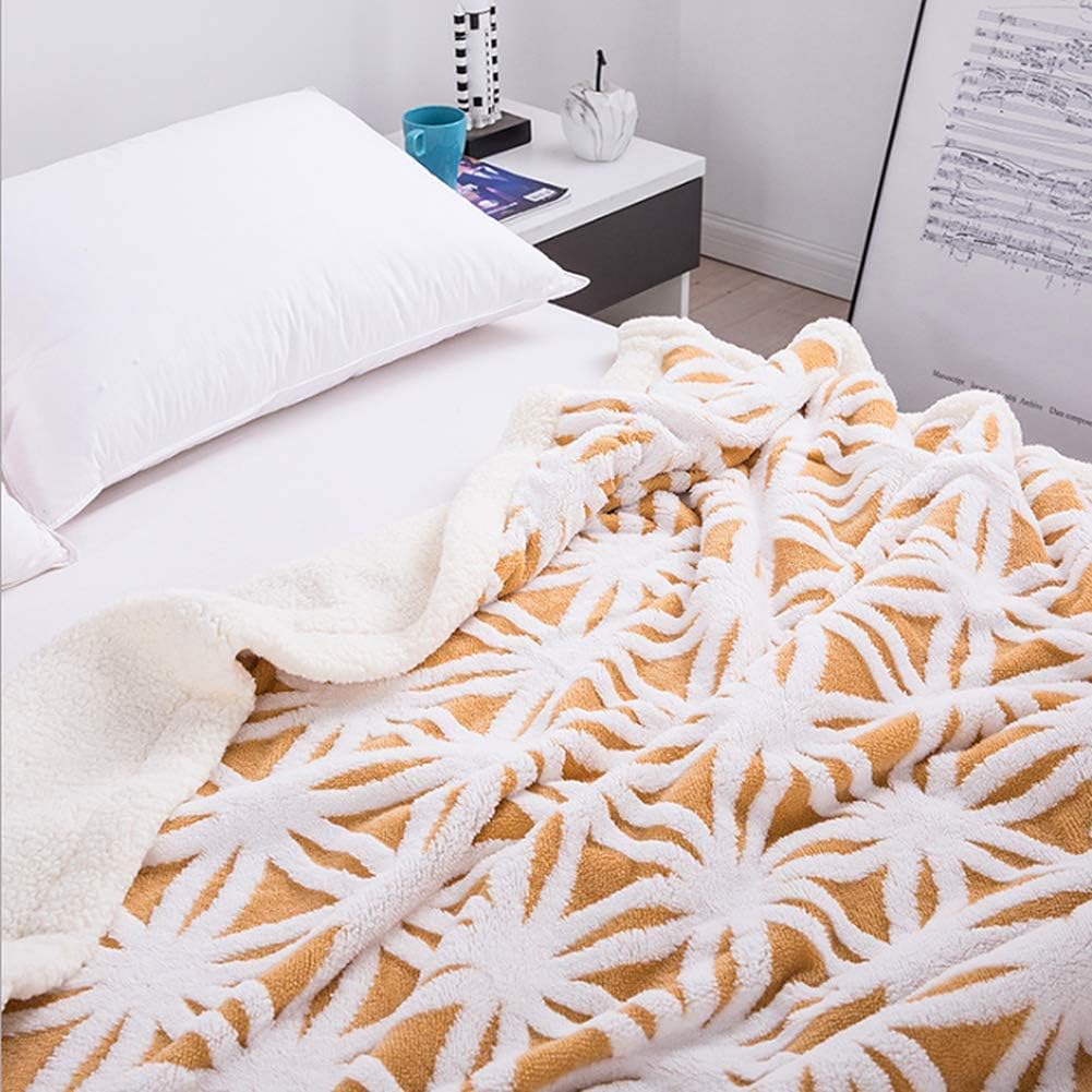 UKELER Yellow Sherpa Fleece Blanket Ultra Plush Lightweight Throw Blankets Cozy Soft Luxury Blanket