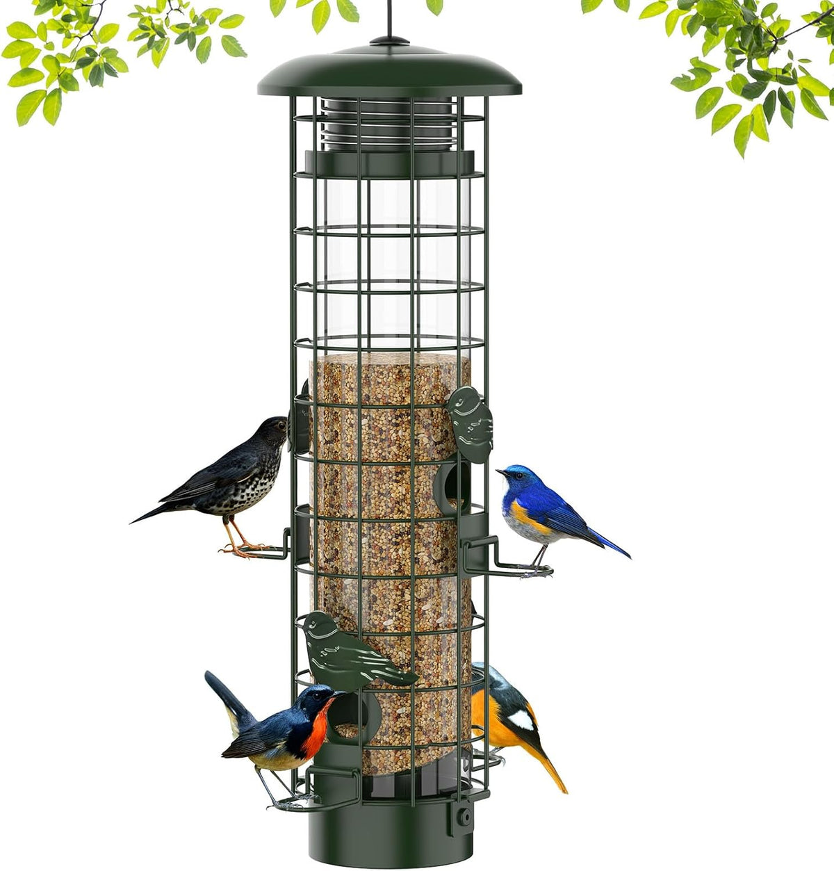 Squirrel Proof Bird Feeder,Metal Mesh Bird Feeders for Outdoors Hanging,Gravity Protection Squirrel