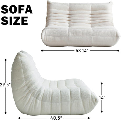 Bean Bag Chair for Adults, Oversized Loveseat Fireside Chair Comfy Lazy Floor Sofa, 2 Seater Lazy