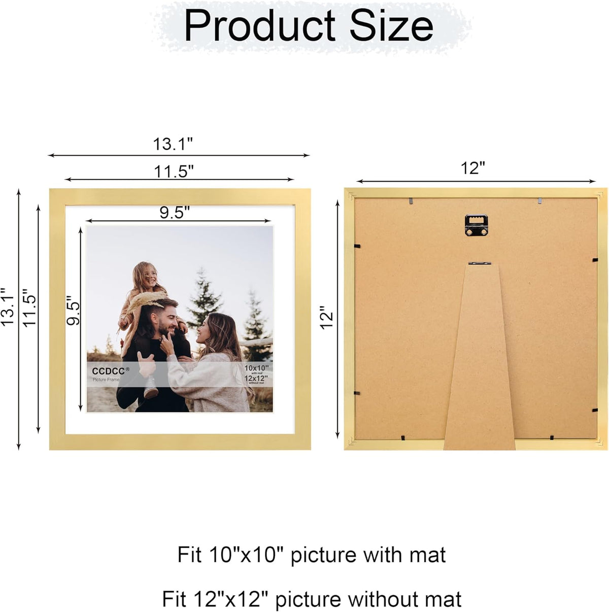 12x12 Picture Frame Set of 4, 12 x 12 Wood Photo Frames with Mat for 10x10 or 30x30cm Diamond