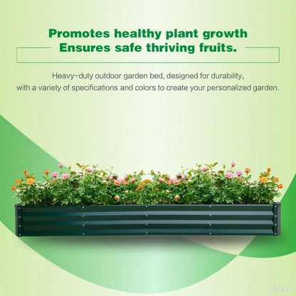 GARDMAX 8x4x1FT Galvanized Raised Garden Bed Kit, Metal Planter Boxes Outdoor with Easy Assembly