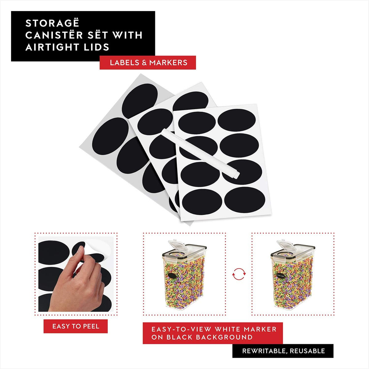 DWËLLZA KITCHEN Extra Large Cereal Containers Storage 6.3L - 213 fl. oz - 2 Pc Family Size Cereal