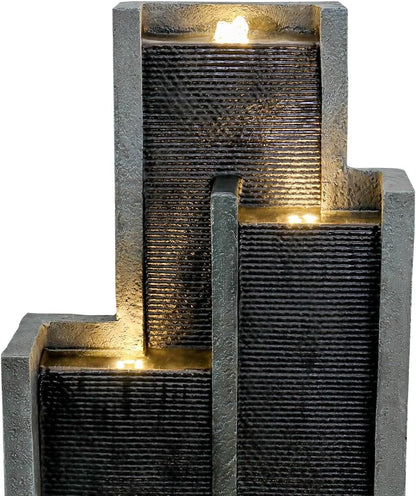 SunJet 5-Tiers Indoor/Outdoor Garden Water Fountain - 50.7inches Modern Floor-Standing Cascading