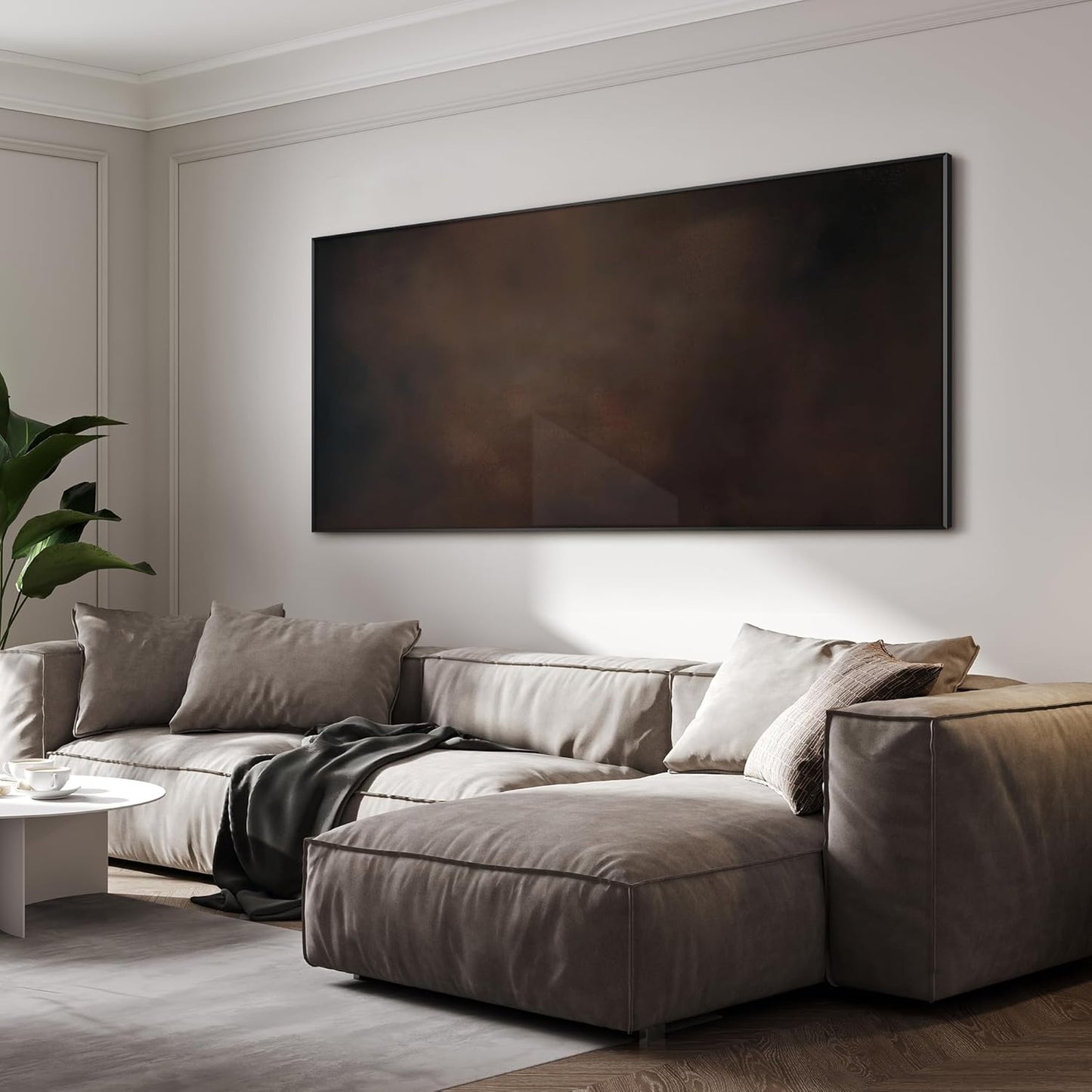 SIGNWIN 24"x46" Extra Large Framed Wall Art Dark Brown Abstract Moody Illustration for Home Living