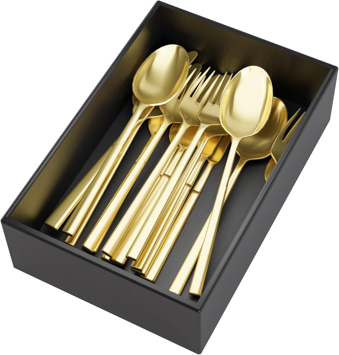 Black Bamboo Drawer Organizer - Silverware&Utensil Holder Organizer for Kitchen Drawers, Multi-Use