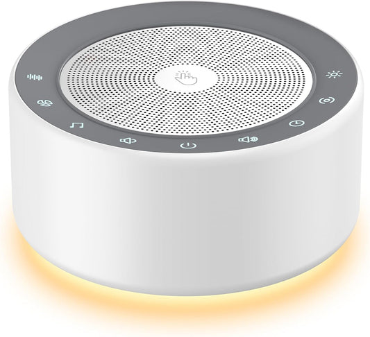 Kipcush White Noise Sound Machine with Nursery Lamp, Mood Lighting, 7 Colour Night Light, 30