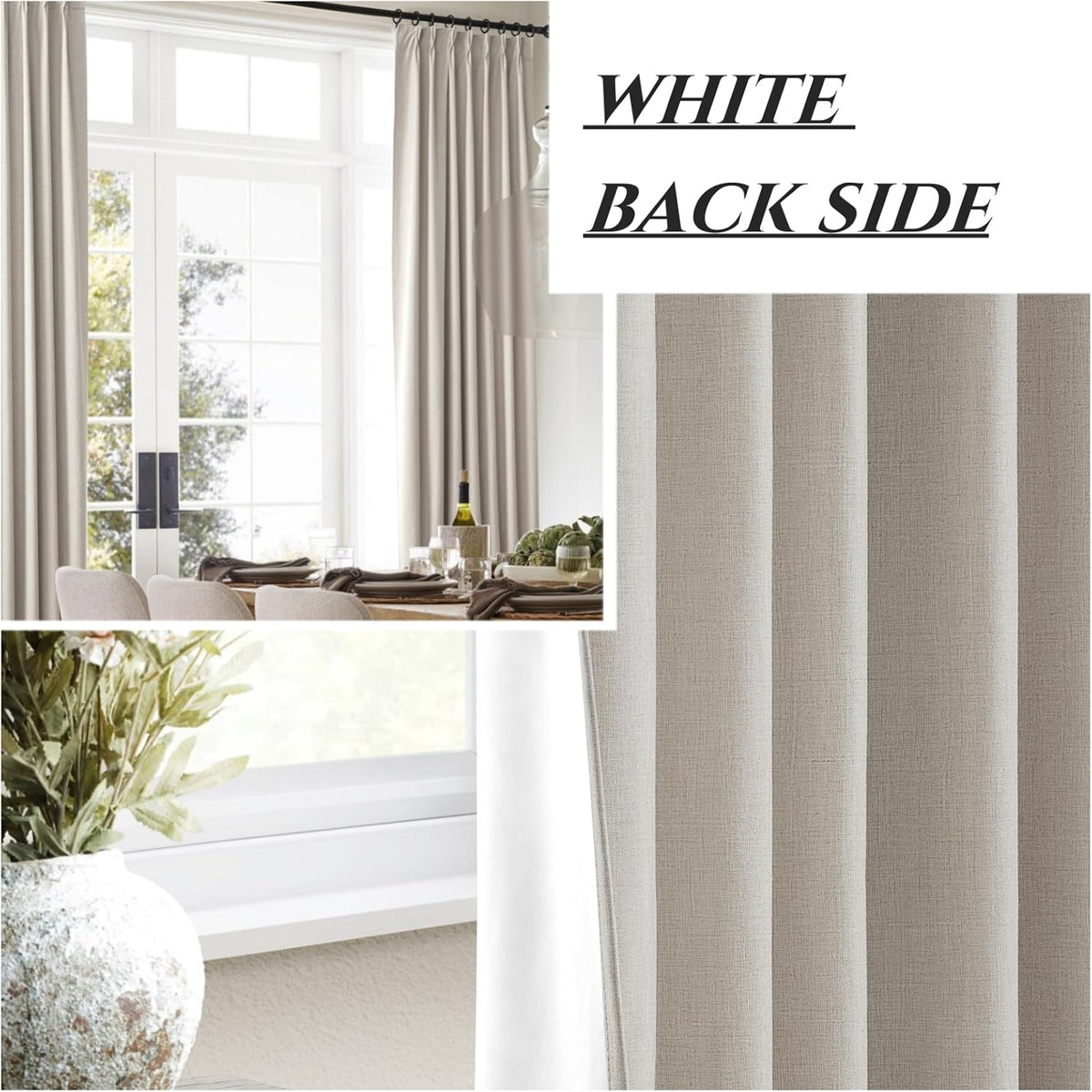 Linen Pinch Pleated Curtains 102 Inches Long Heavy Duty Thermal Insulated Custom Extra length Burg