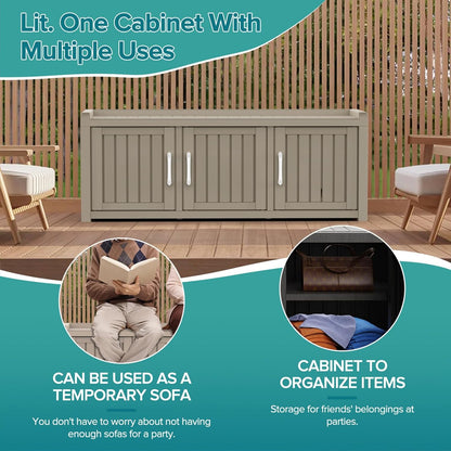 ROJIK Shoe Cabinet Waterproof UV-Resistant,Storage Bench Indoor Outdoor with Adjustable Shelves,for