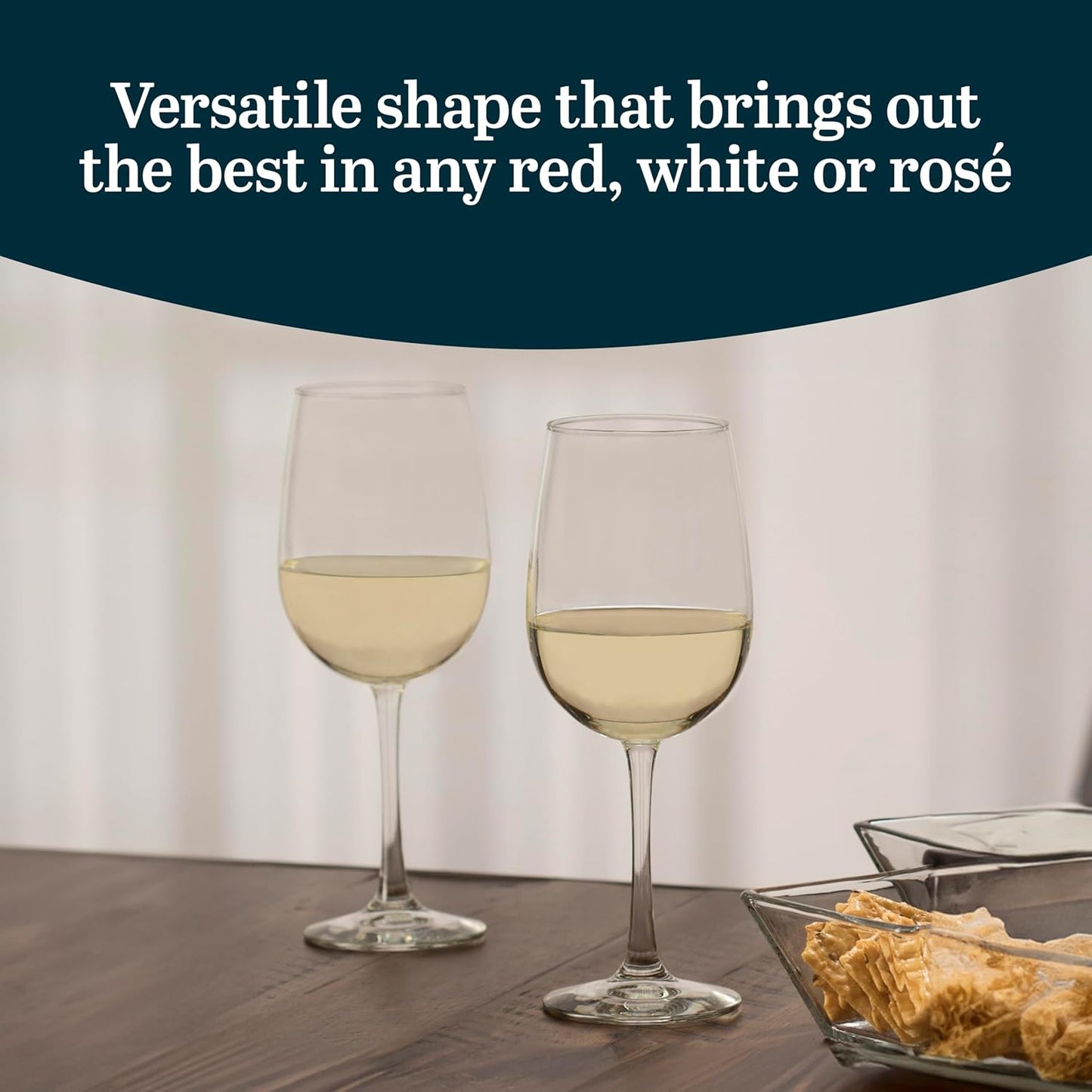 Libbey 7504 Vina Tall Wine Glasses Set, All Purpose Red and White Wine Glasses Set of 12