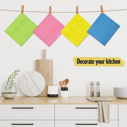 Swedish Dishcloths, Reusable Soft Kitchen Towels, Absorbent Sponge Cleaning Cloths, Washable Quick