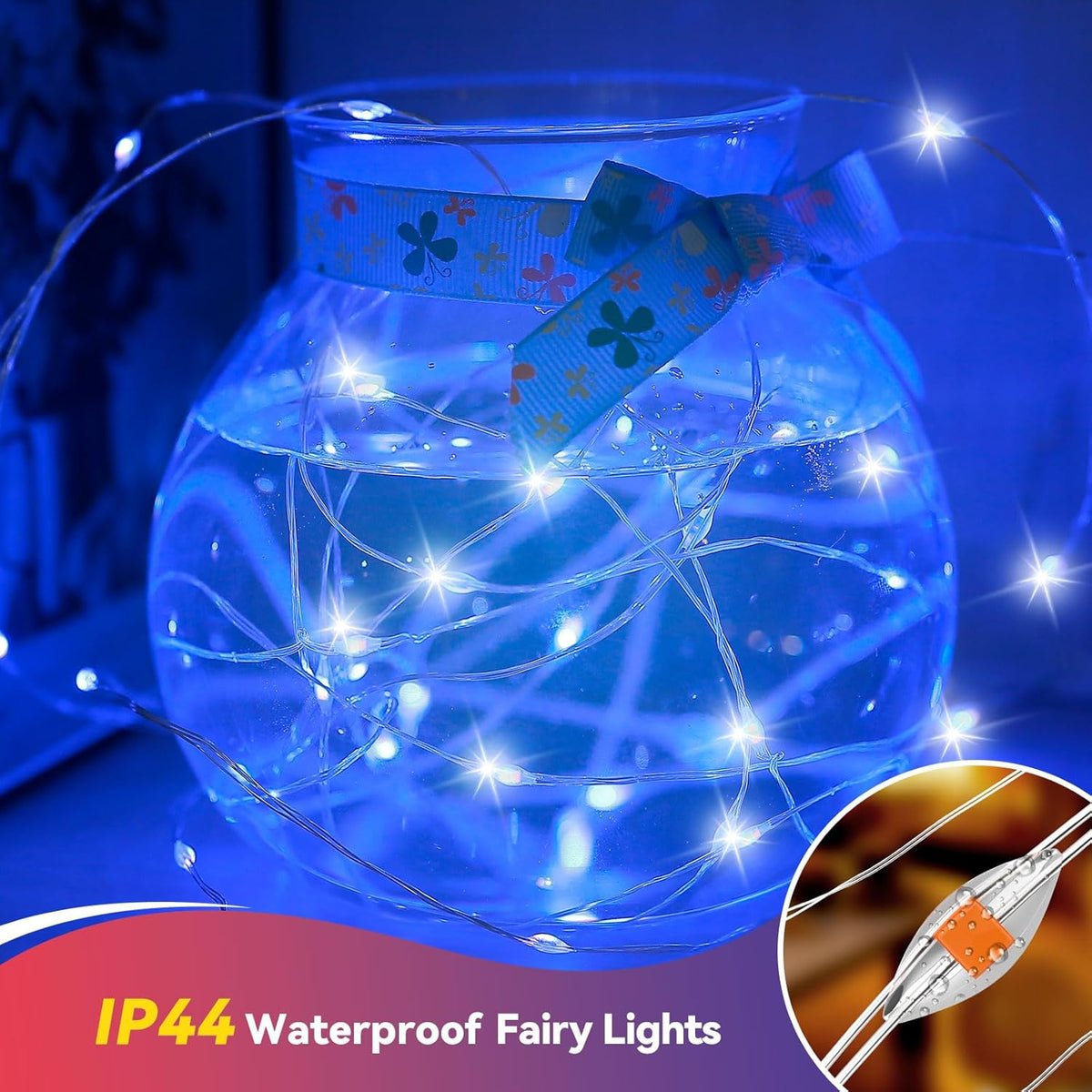 4 Pack 60LED Christmas Fairy Lights Battery Operated - 20FT Twinkle Lights with 2 Lighting Modes