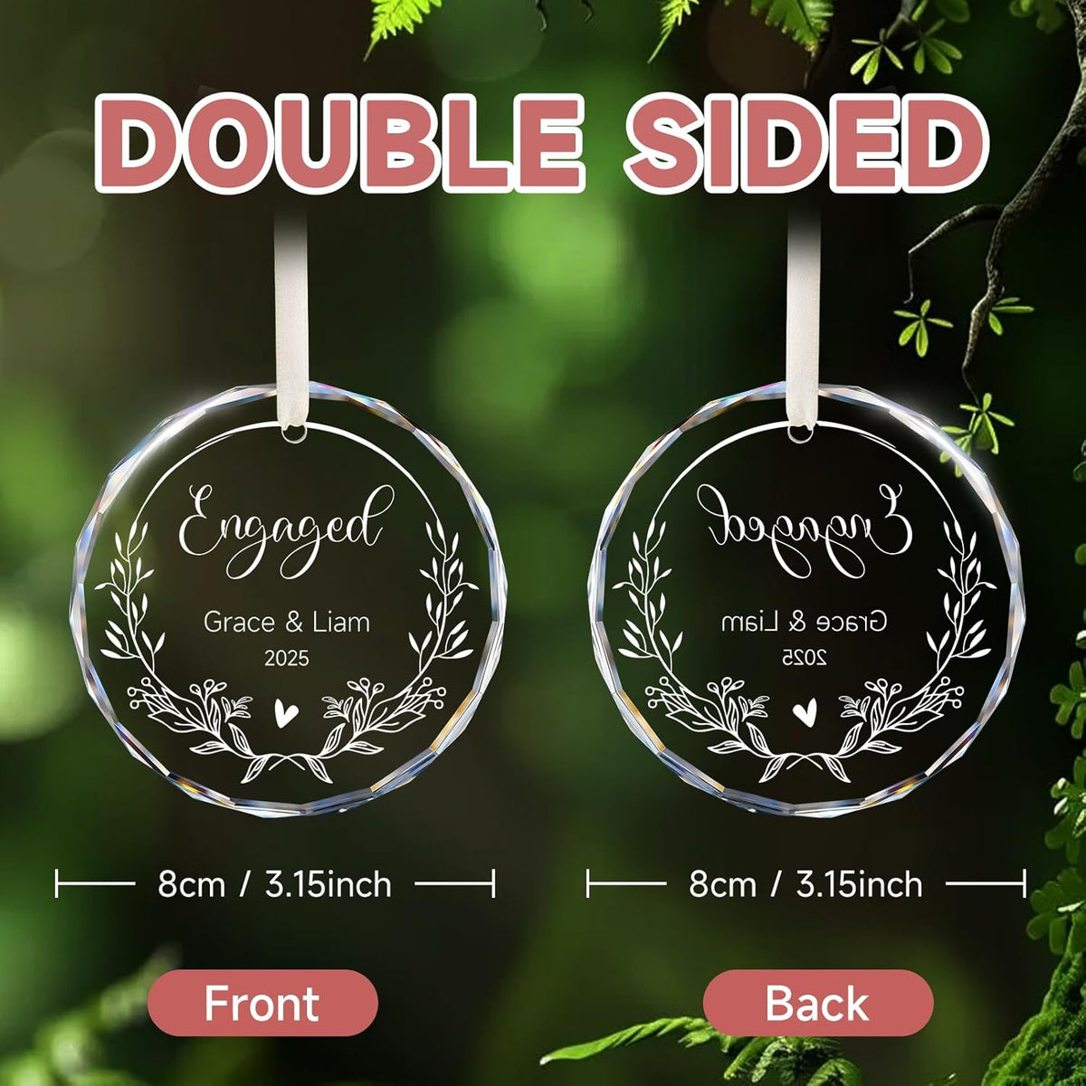Engagement Gifts for Couples - Personalized Ornaments Keepsake Gift for Newly Engaged, Women