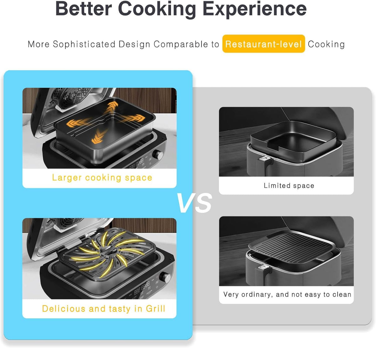 Indoor Grill and Air Fryer Combo with Ceramic Accessories, 7-IN-1 Digital Display, 5.2 QT Electric