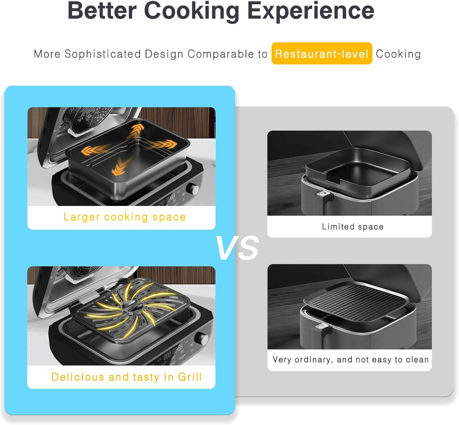 Indoor Grill and Air Fryer Combo with Ceramic Accessories, 7-IN-1 Digital Display, 5.2 QT Electric