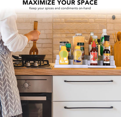 3-Tier Expandable Spice Rack, Plastic Spice Rack Organizer for Cabinet, Adjustable Length, Non-Skid
