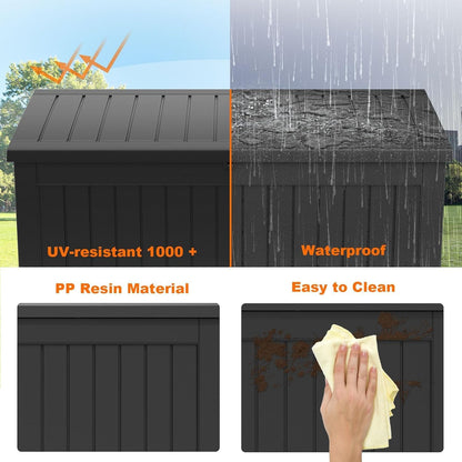 230 Gallon Resin Deck Box, Lockable Patio Outdoor Storage Box for Furniture, Garden Tools and Tools