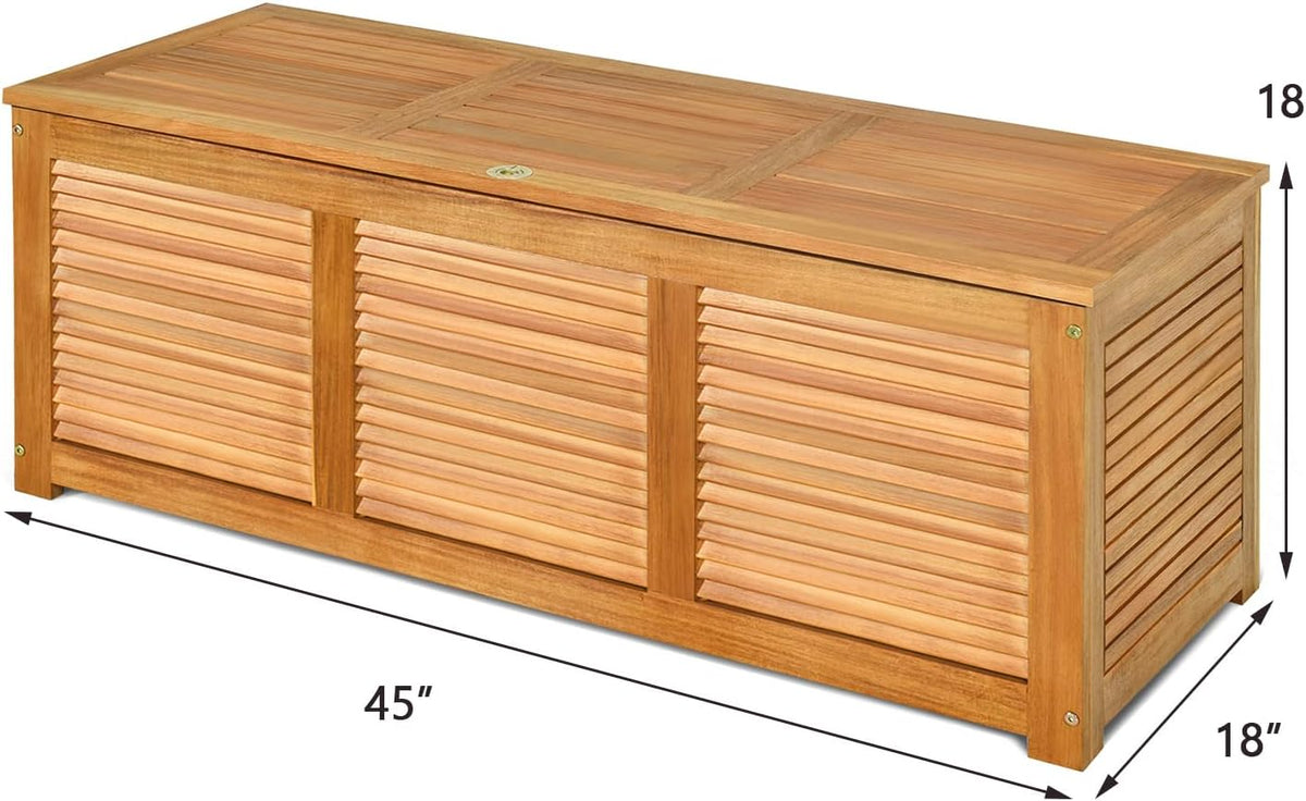 Tangkula 46 Gallon Acacia Wood Deck Box, Garden Backyard Storage Bench, Outdoor Storage Container