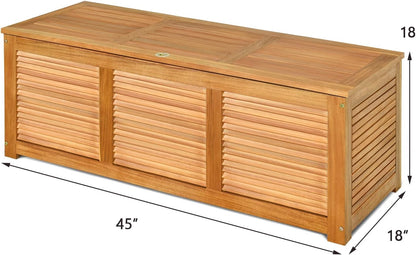 Tangkula 46 Gallon Acacia Wood Deck Box, Garden Backyard Storage Bench, Outdoor Storage Container