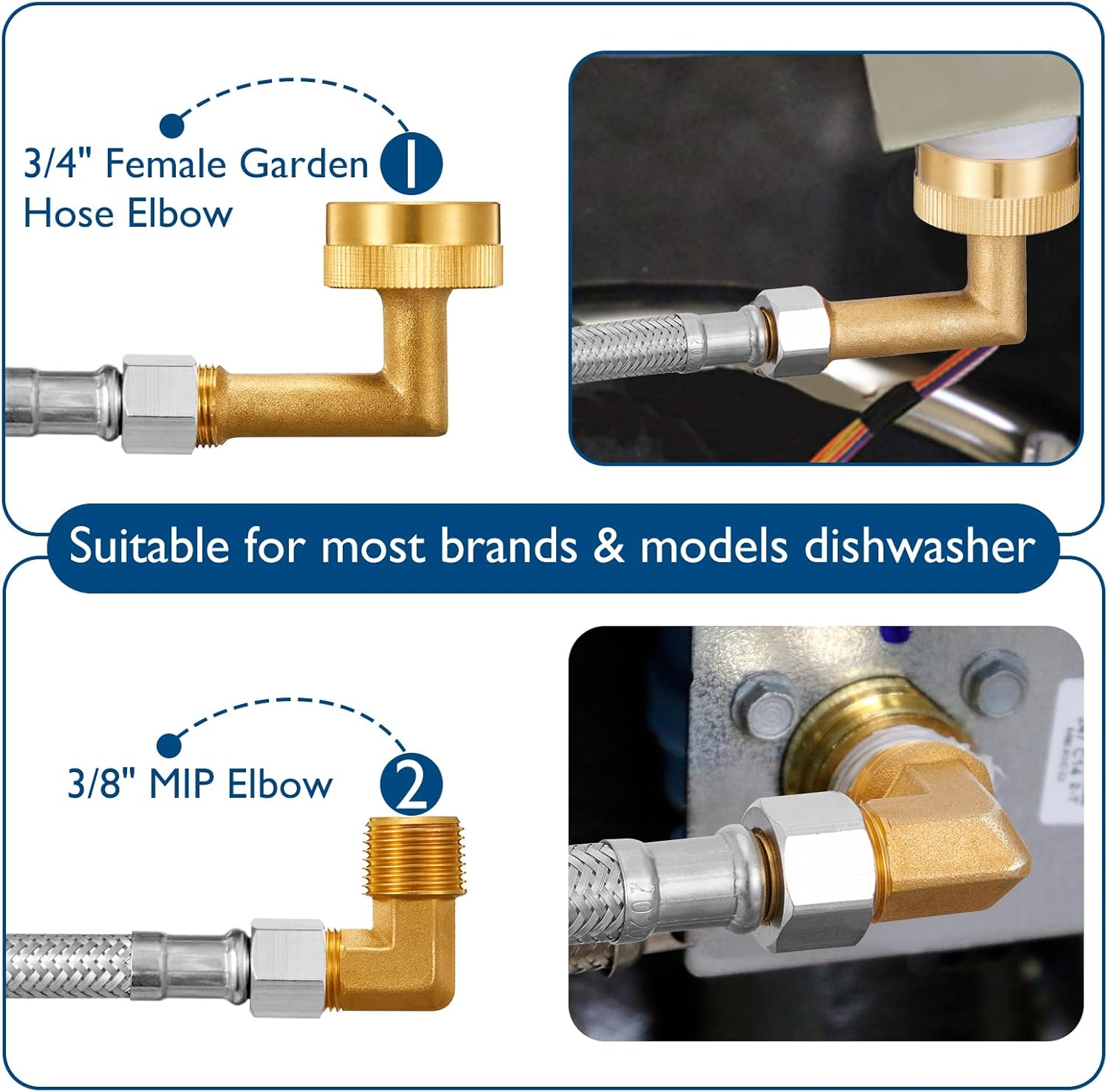 Dishwasher Installation Kit - 6 FT Stainless Steel Braided Dishwasher Hose kit,Food Grade PEX Inner