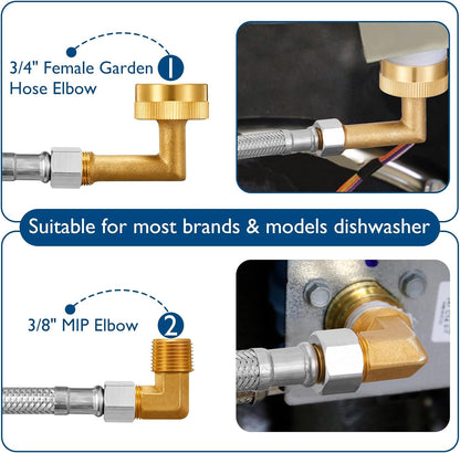 Dishwasher Installation Kit - 15 FT Stainless Steel Braided Dishwasher Hose kit,Food Grade PEX