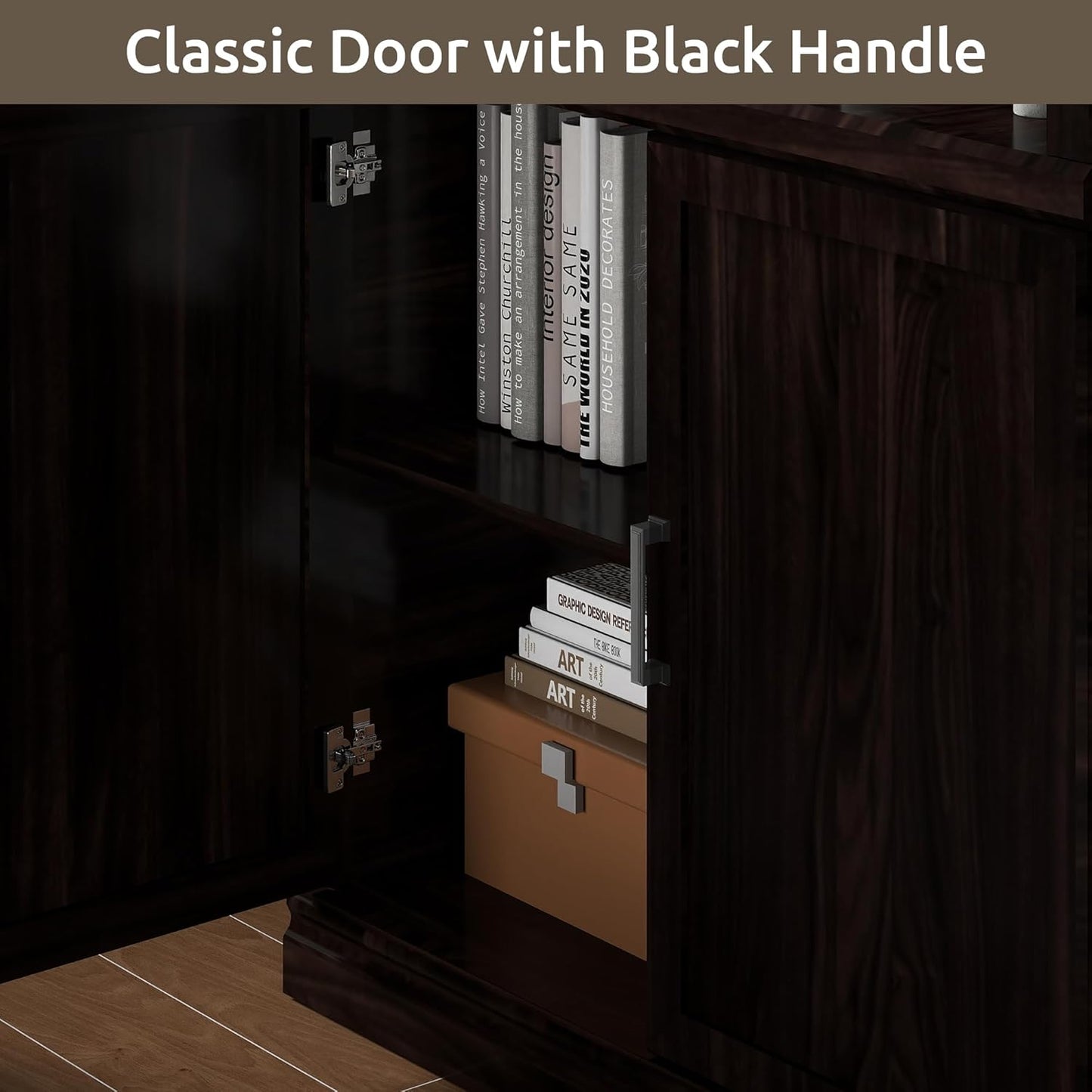 70 Inch Tall Bookcase with Doors, Library Office Bookshelf with Adjustable Shelves, Floor Standing