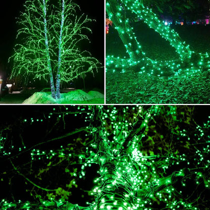 EEW 2 Pack 200 LED Solar Christmas Lights Outdoor Waterproof, Solar String Lights for Outside
