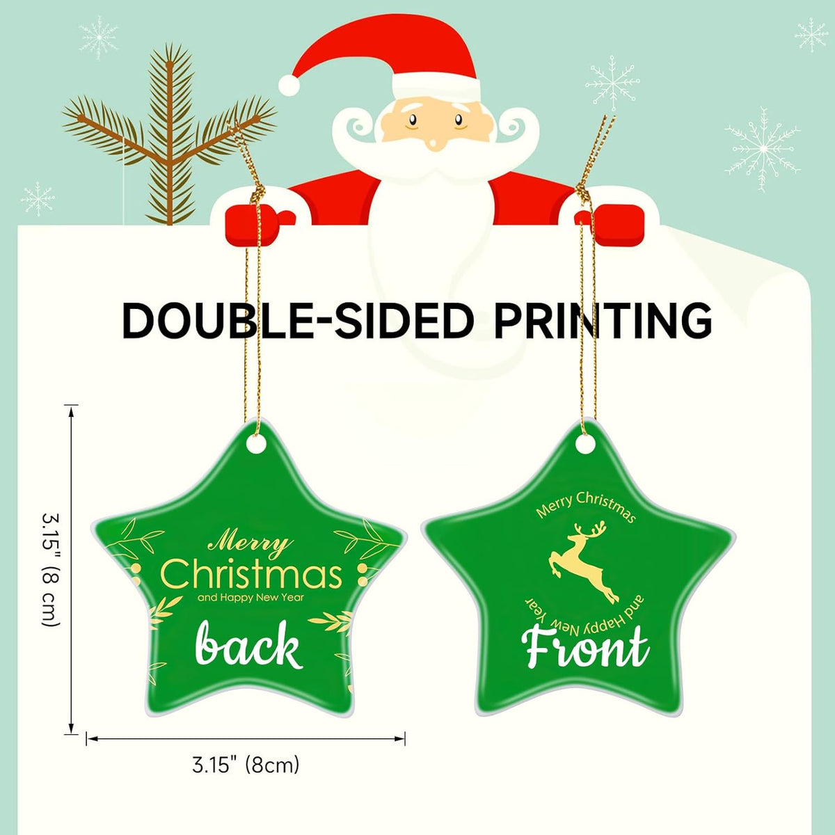 Personalized Christmas Ornaments 2025 Ceramic Custom Picture Text Hanging Ornament Customized