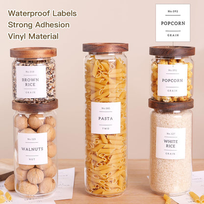 5 Set Glass Pantry Storage Jars with Acacia Airtight Lid - Thicken Glass Kitchen Canisters with 132