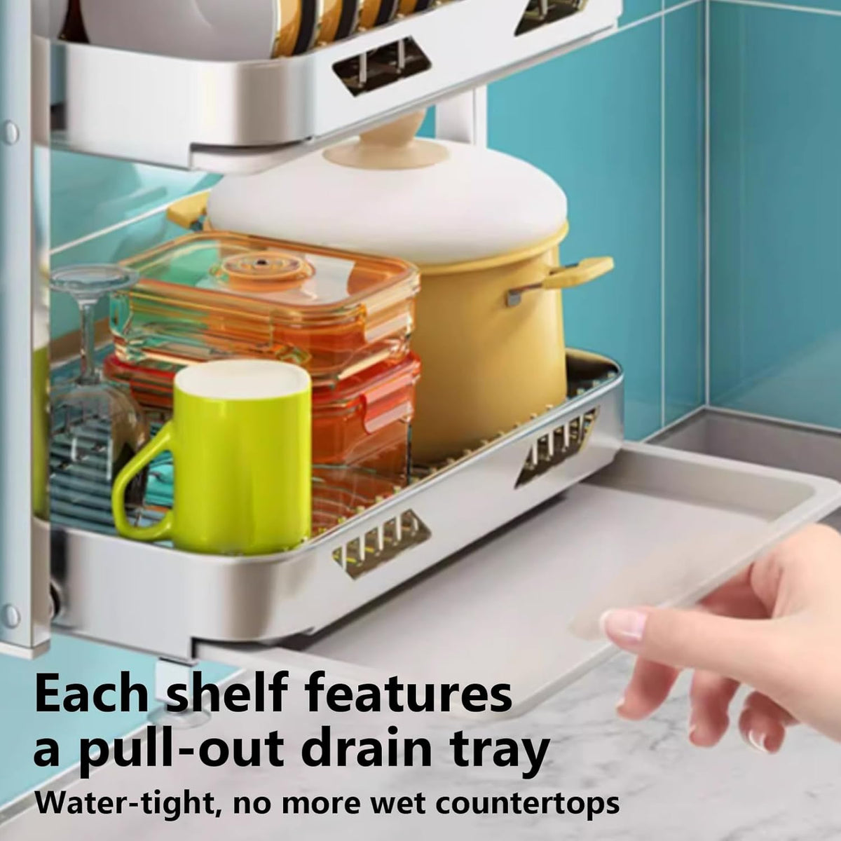 Dish Drying Rack with Drain Board - Rustproof Stainless Steel Dish Rack with Utensil Holder,Dish