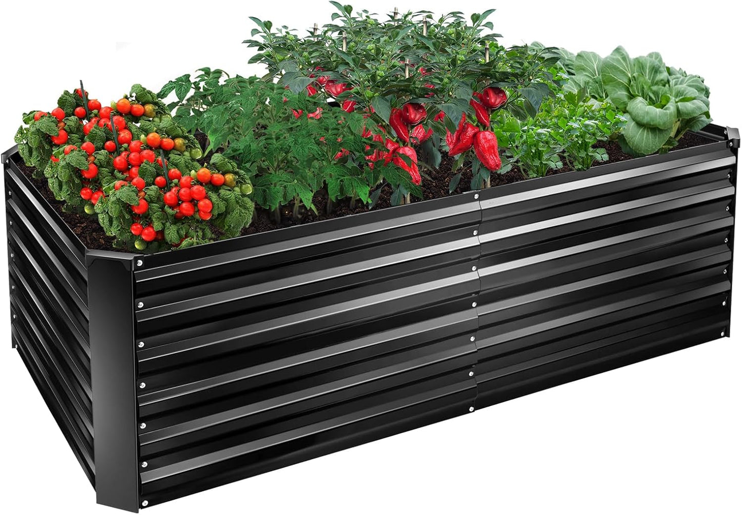 EDOSTORY Metal Raised Bed Garden Bed Kit, 6x3x2ft Tall Galvanized Planter Raised Garden Boxes