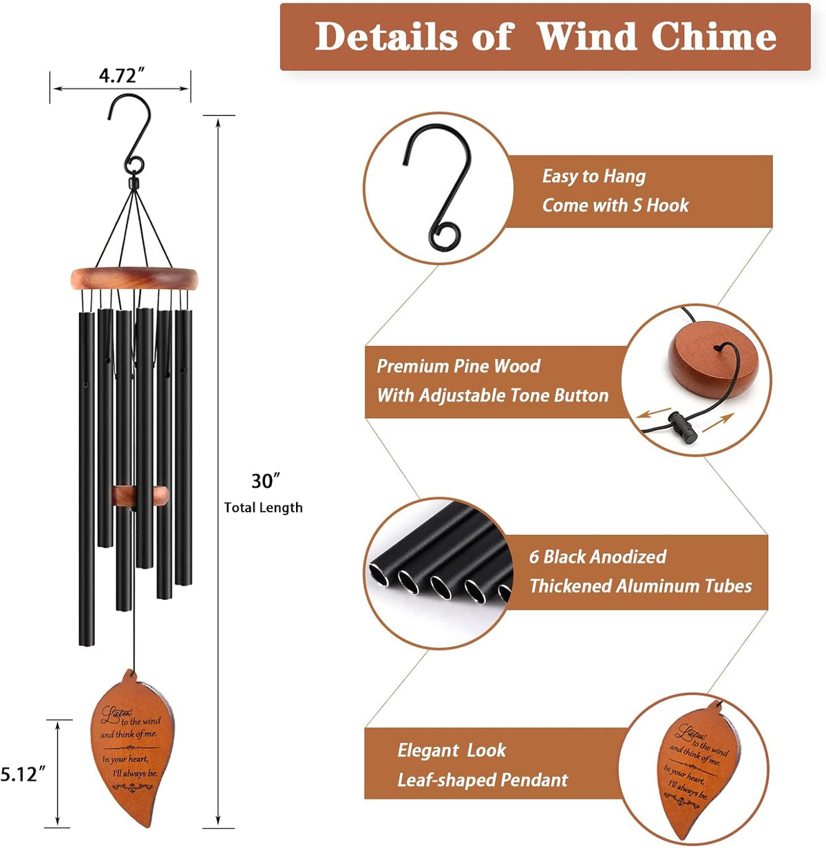 Memorial Sympathy Wind Chimes, Sympathy Gift Baskets in Memory of a Loved One Mother Father for