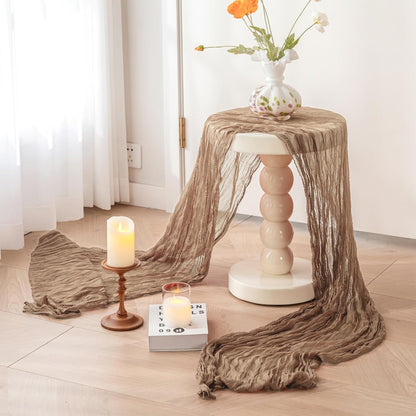Sioloc Nude Cheesecloth Table Runner Fall Autumn Decor for Home 10ft Table Cloth for Tea Wedding