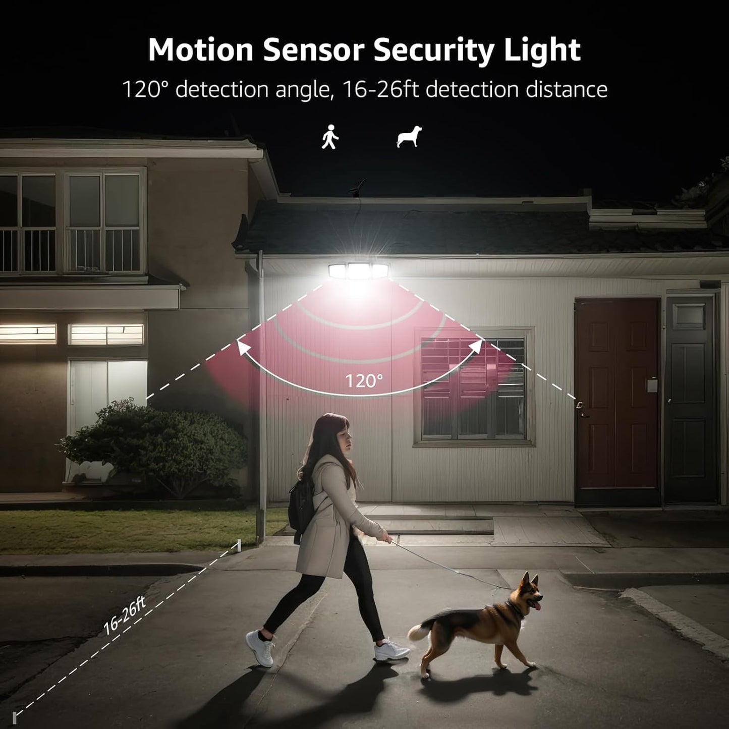 Lepro Solar Lights for Outside, WL5000 Motion Activated Security Lights, Separate Solar Panel, 3