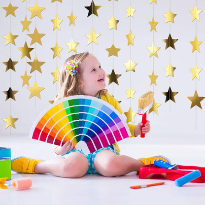 Patelai Glitter Star Garland Banner Decor 130 Feet Star Hanging Bunting Banner Twinkle Backdrop for