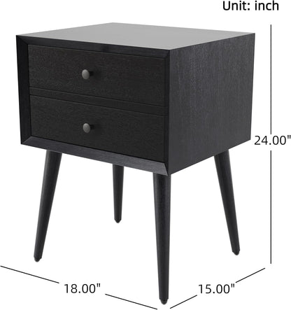 Christopher Knight Home Accent Bedside End Table, Acacia Wood Nightstand Side Table, Storage with 2